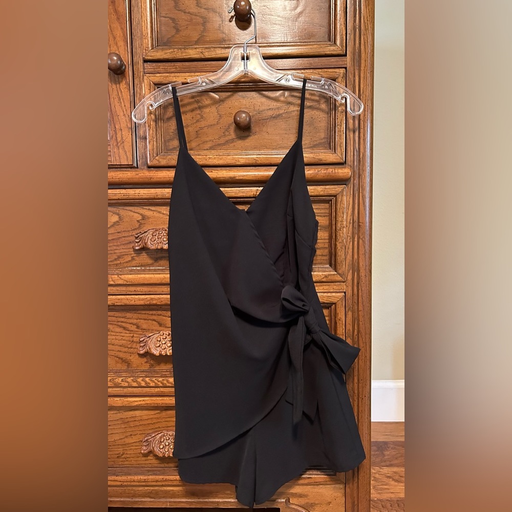 She + Sky Boutique Black Overlay Romper